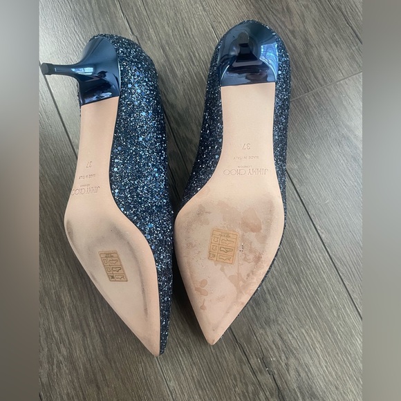 JIMMY CHOO ROMY 60 Pumps, Navy Coarse Glitter 100% Authentic. - Picture 5 of 5